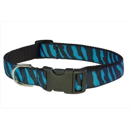 SASSY DOG WEAR Sassy Dog Wear ZEBRA-TURQUOISE-BLK.3-C Zebra Dog Collar; Turquoise & Black - Medium ZEBRA-TURQUOISE/BLK.3-C